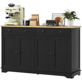 HOMCOM Modern Sideboard, Accent Kitchen Buffet Cabinet with Storage Drawers & Adjustable Shelves, for Dining, Entryway, Black