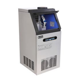 [same code: 68367327]ZOKOP ZK-110 120V 240W 110lbs/50kg/24h Ice Maker Stainless Steel Transparent Frosted Lid/Display/4*9 Aluminum Ice Tray Comme