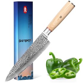 Damascus Chef Knife, 8 Inch Japanese Kitchen Knife With 67 Layers 10CR15MOV High Carbon Steel, Razor Sharp Cooking Knife With Pakkawood Handle (Option: Chef knife)